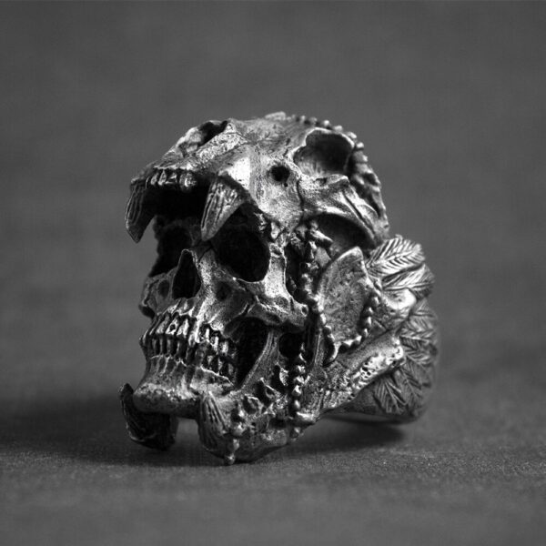 Cool Mens Boys 316L Stainless Steel Biker Rings Vintage Indian Jaguar Warrior Skull Punk Jewelry Gift for Him