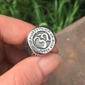 Silver Color Om Aum Yoga Buddhist Meditation 316L Stainless Steel Amulet Ring Mens Talisman Jewelry