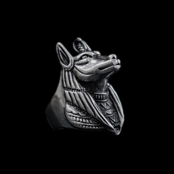 EYHIMD Egypt Mythology Death Anubis Stainless Steel Ring Egyptian Jackal God Underworld Gatekeeper Biker Rings Rock Jewelry