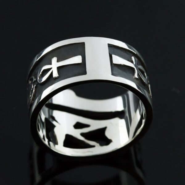 Vintage Men Women Silver Color Egyptian Eye of Horus Ankh Cross Symbolic Rings Egypt Amulet Jewelry Gift
