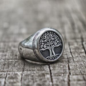 EYHIMD Stainless Steel Tree of Life Signet Ring Classic Men Viking Amulet Rings Nordic Jewelry