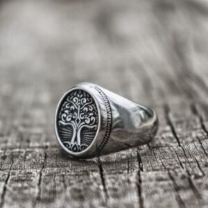 EYHIMD Stainless Steel Tree of Life Signet Ring Classic Men Viking Amulet Rings Nordic Jewelry