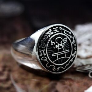 EYHIMD Seal of Solomon Seal Ring Magic Runes Stainless Steel Signet Rings Pagan Amulet Jewelry