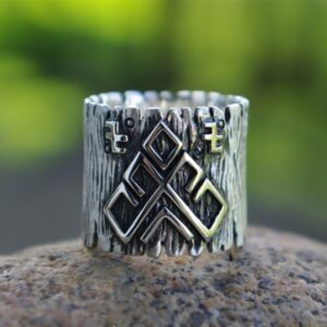 EYHIMD Amulet Rozhanitsa Rune Wide Bands Magic Pagan 316L Stainless Steel Ring Talisman Jewelry