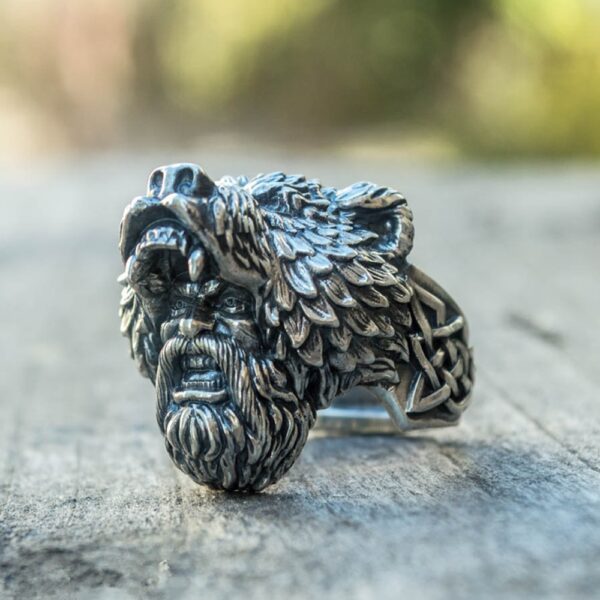 Mens Silver Color Viking Bear Warrior 316L Stainless Steel Biker Rings Vintage Vikings Nordic Jewelry