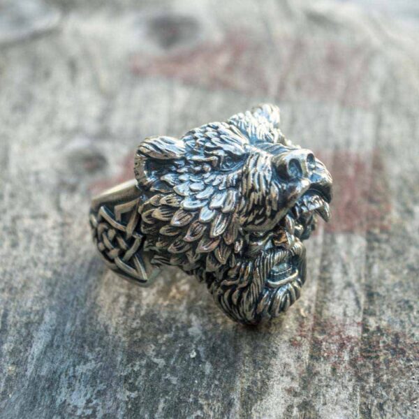 Mens Silver Color Viking Bear Warrior 316L Stainless Steel Biker Rings Vintage Vikings Nordic Jewelry